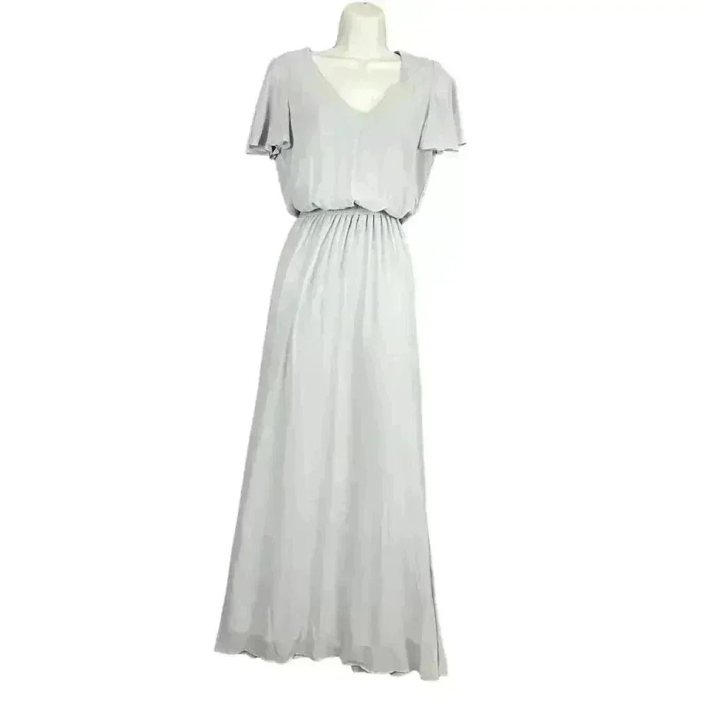Show Me Your Mumu Michelle Flutter Maxi‎ Dress Soft Blue XS Sheer Lined Womens